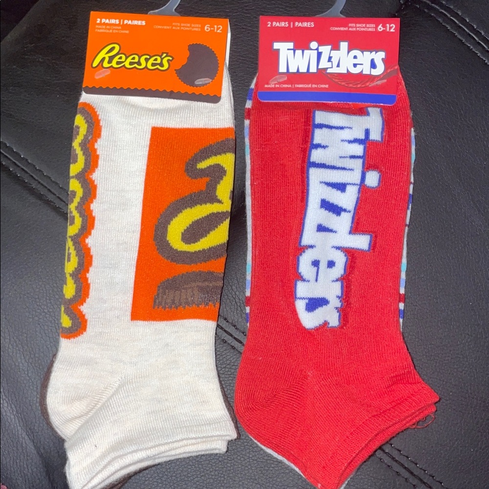 Reese's and Twizzlers Cute & fun Themed! Women's Socks - Red and Cream